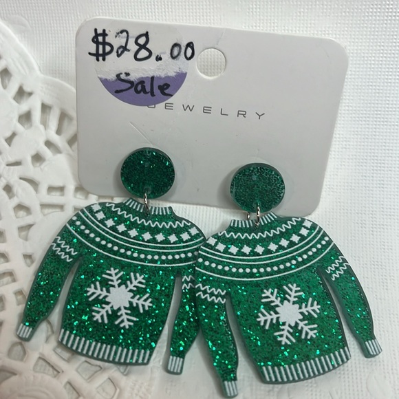Christmas Sweater Dangle Earrings NWT - Picture 1 of 8